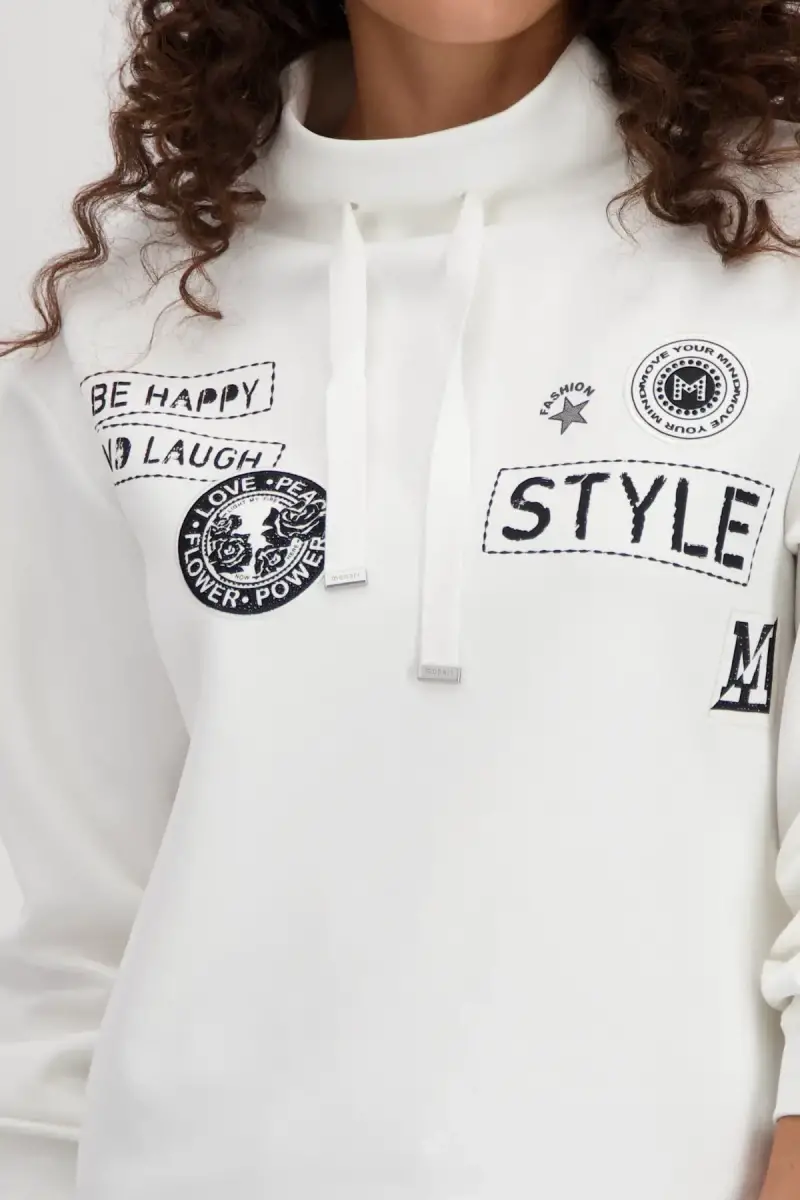Monari Sweatshirt mit Patches und Strass Kauf eins, bekomm eins gratis