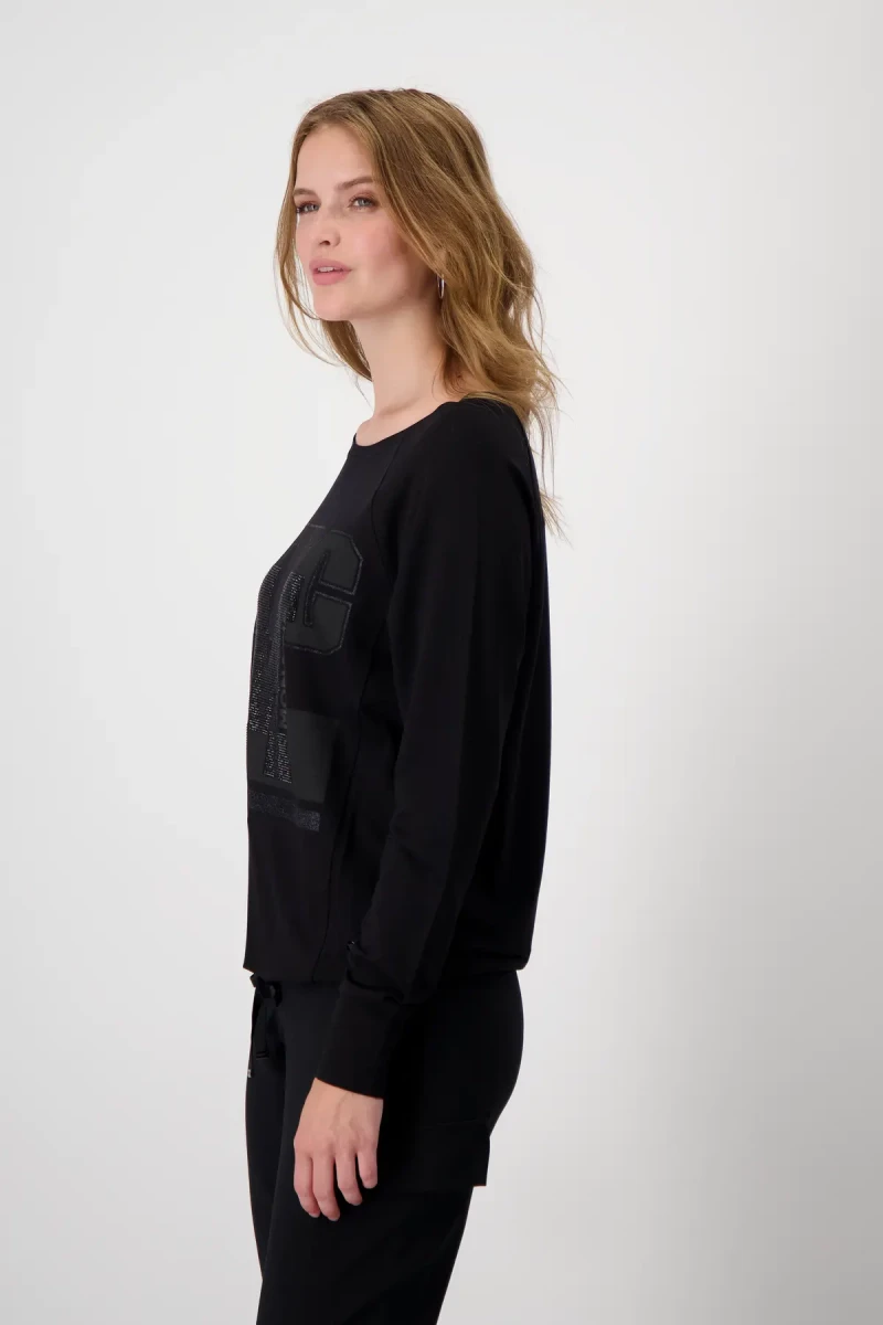 Monari Raglan Shirt mit Glitzerschrift Kostenlose Rückgabe