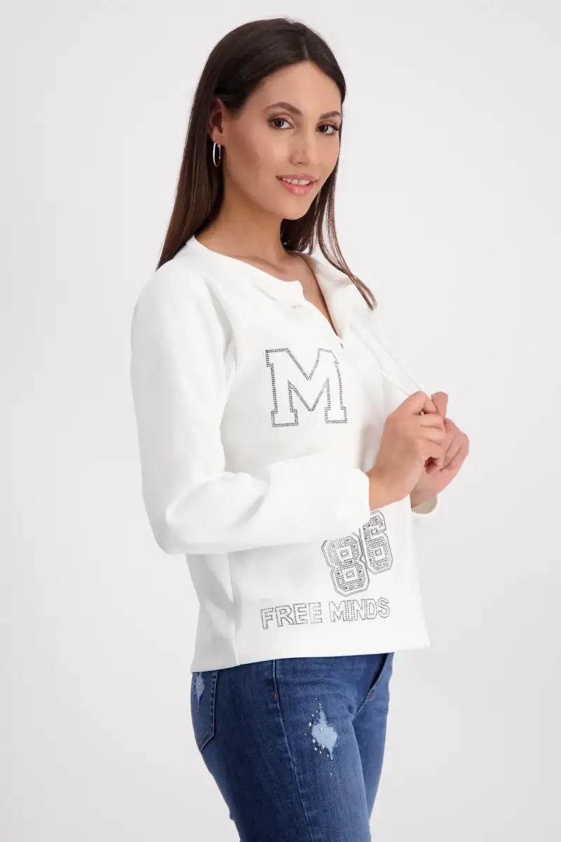 Monari Sweatshirt mit Schmuckschrift 50% Rabatt mit kostenlosem Versand