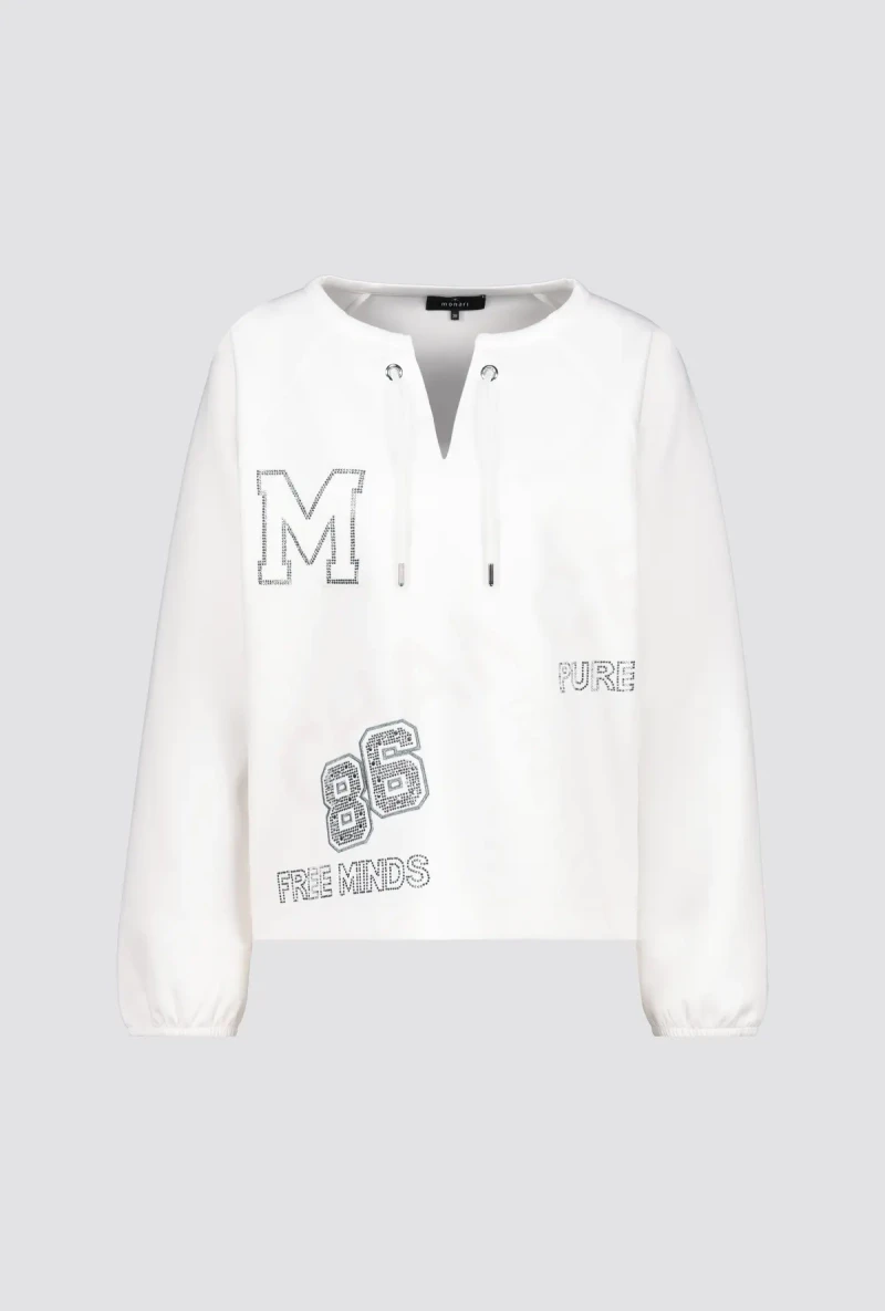 Monari Sweatshirt mit Schmuckschrift 50% Rabatt mit kostenlosem Versand