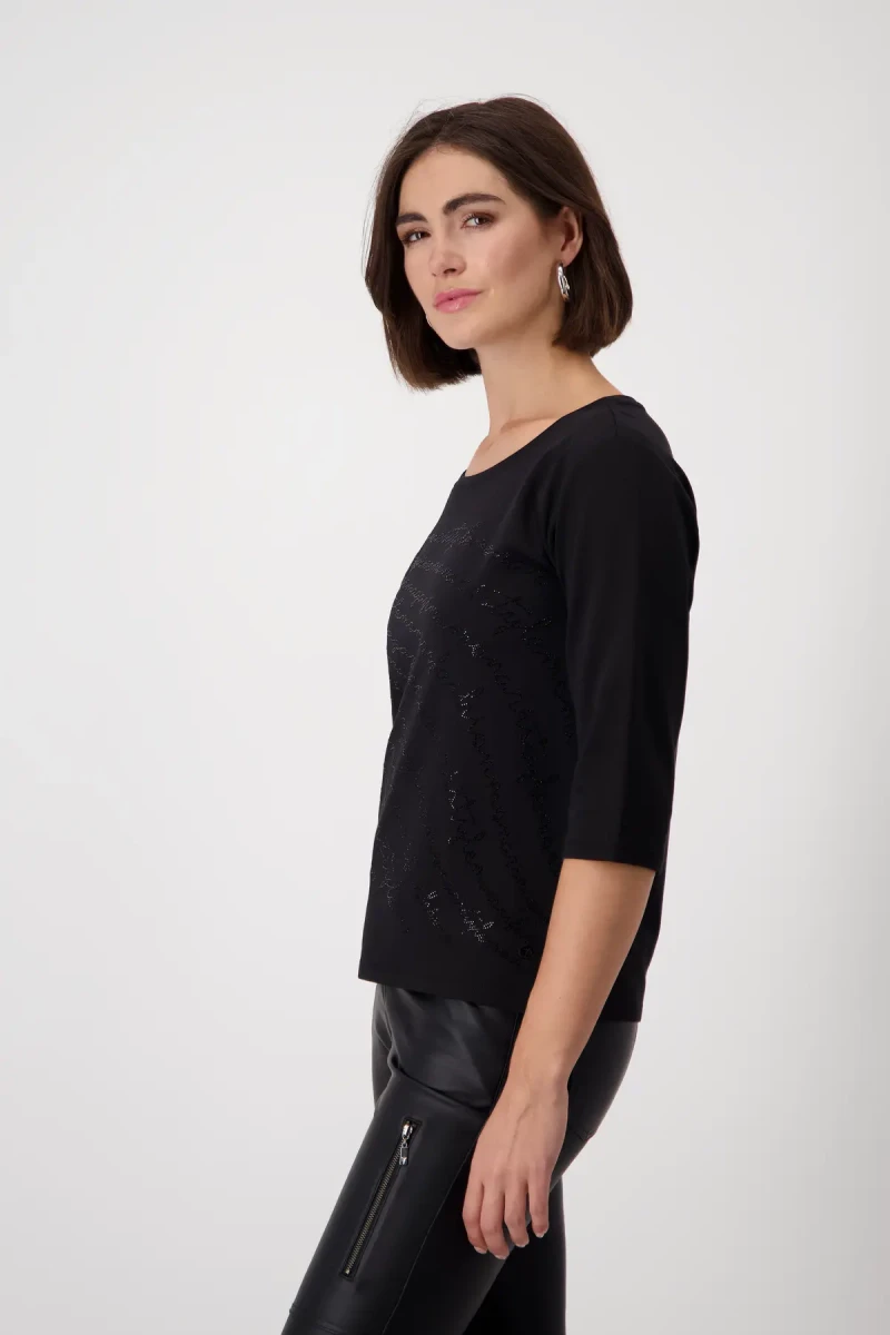 Monari Shirt mit Strass Schrift Kostenloser Versand international