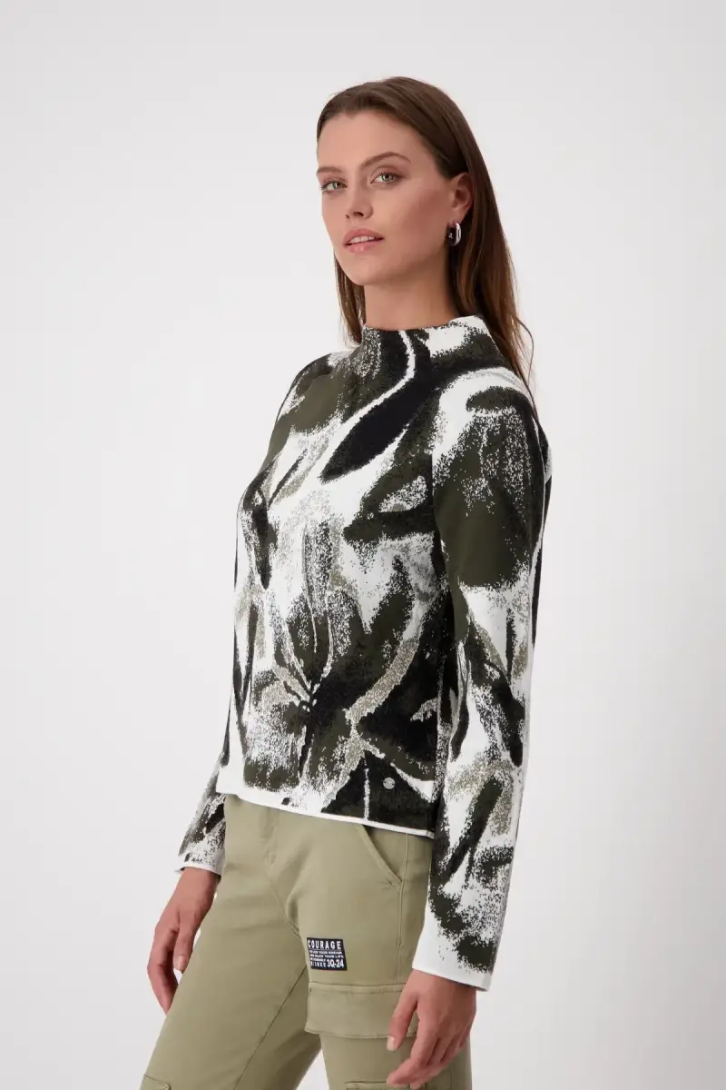Monari Strickpullover mit Blumenmuster Black Friday Preise