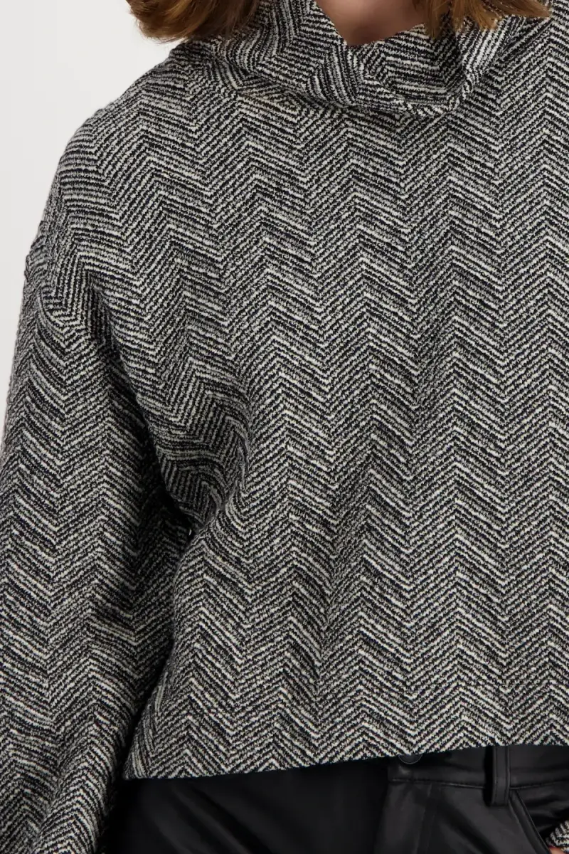 Monari Sweatshirt mit Fischgrat-Muster 50% Rabatt für begrenzte Zeit