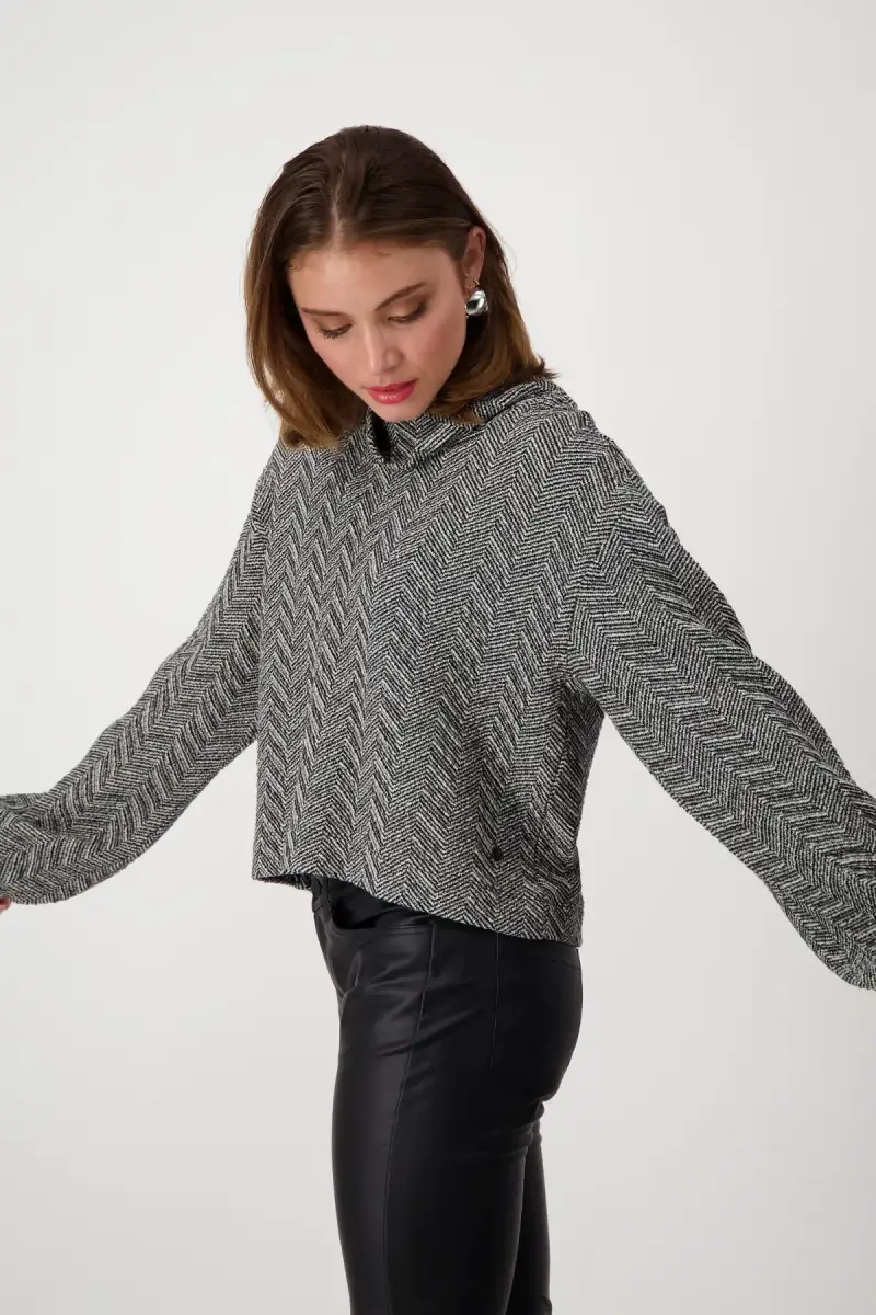 Monari Sweatshirt mit Fischgrat-Muster 50% Rabatt für begrenzte Zeit