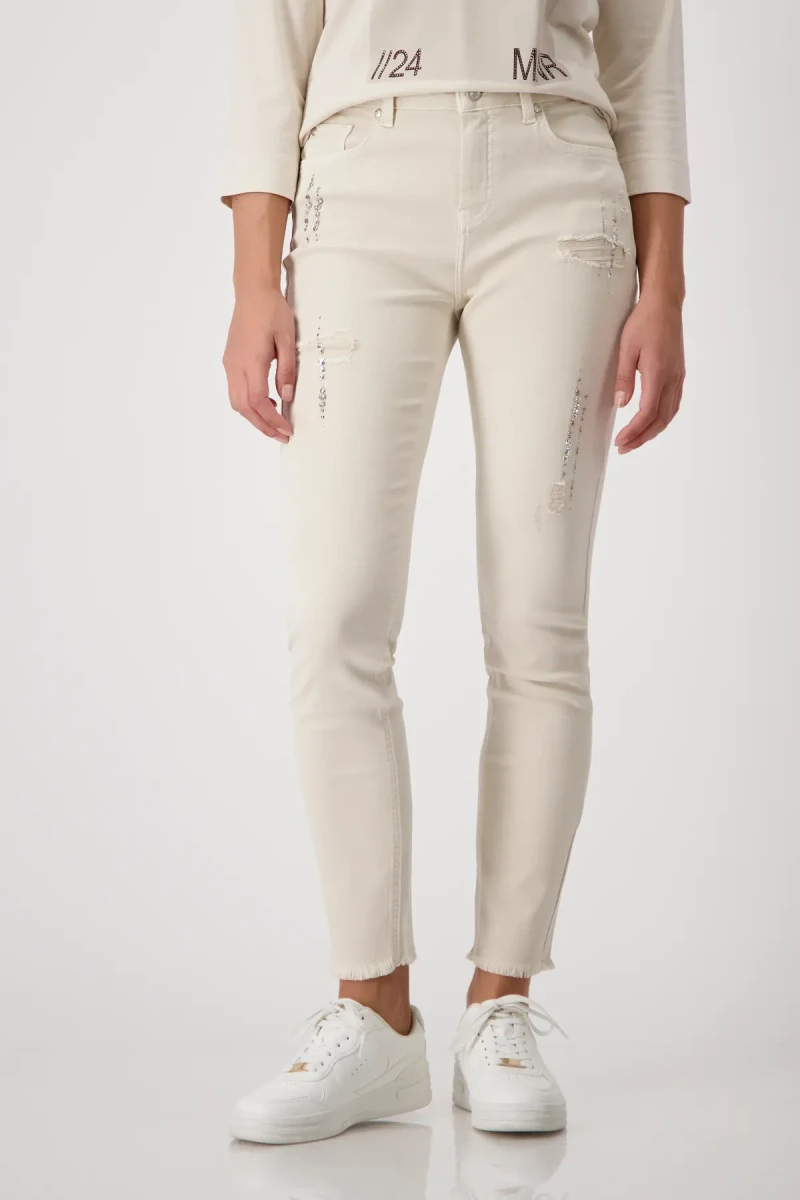 Monari Destroyed Jeans mit Strass Weihnachtsangebot
