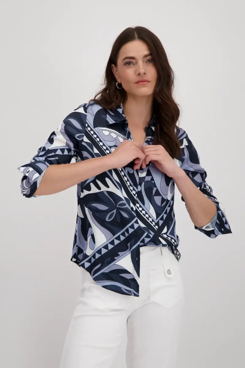 Monari Satin Bluse mit Ornamentmuster Neueste Mode