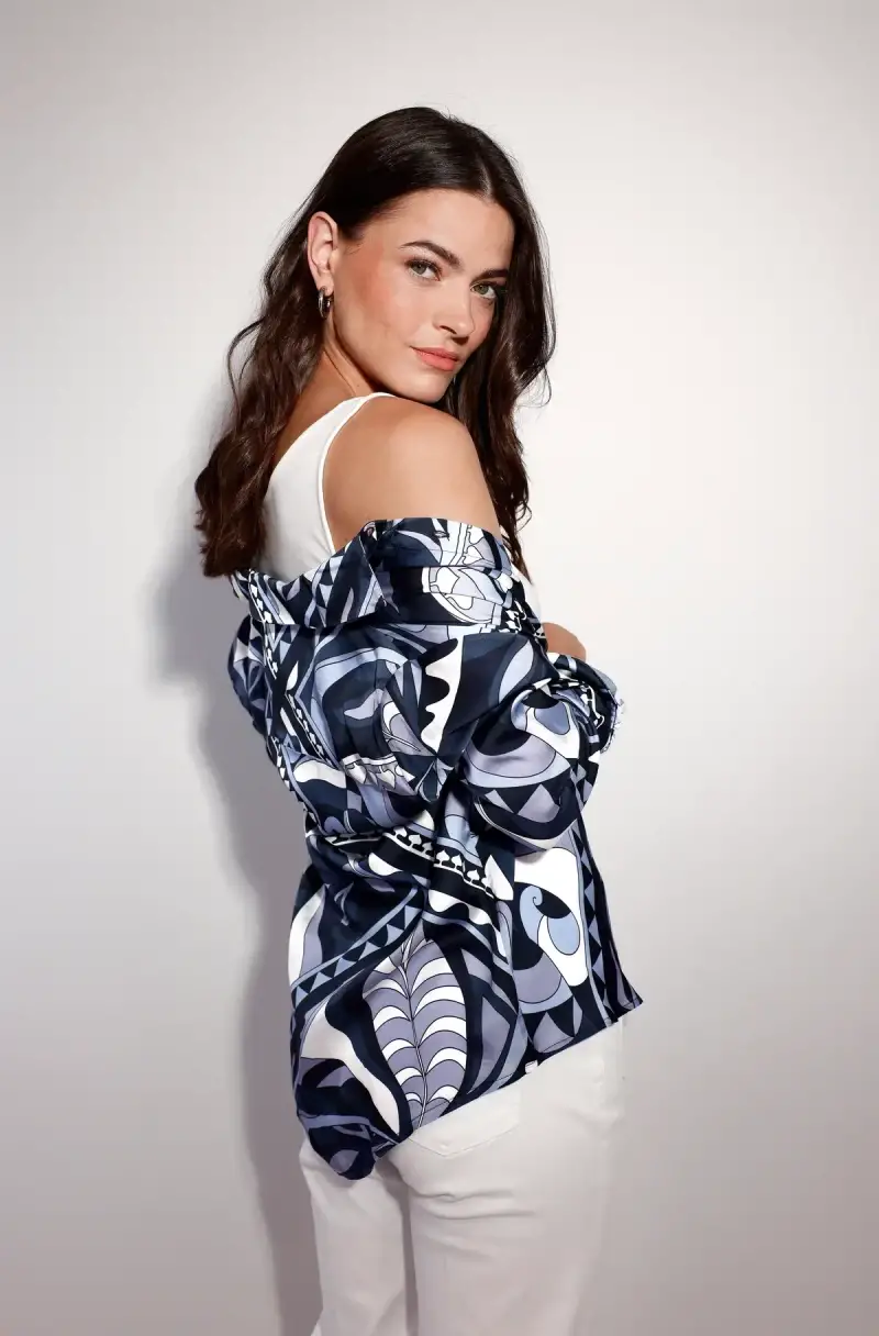 Monari Satin Bluse mit Ornamentmuster Neueste Mode