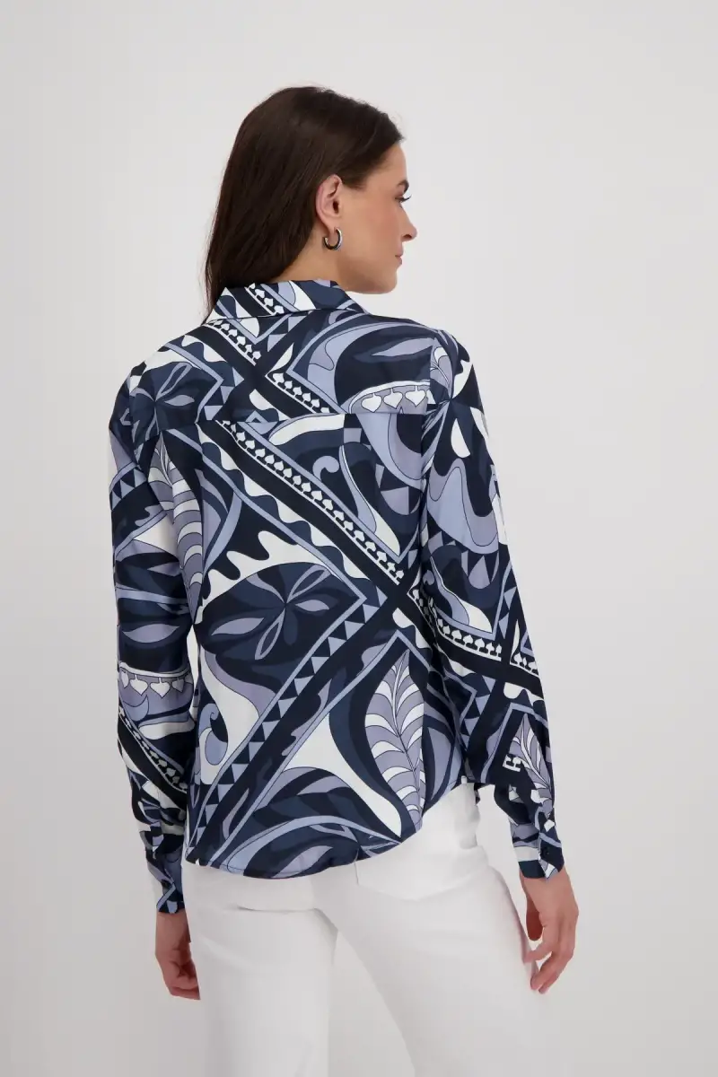 Monari Satin Bluse mit Ornamentmuster Neueste Mode