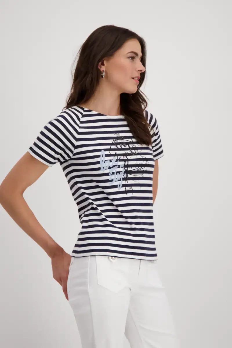 Monari Ringel Shirt mit Frauen Zeichnung Bestseller