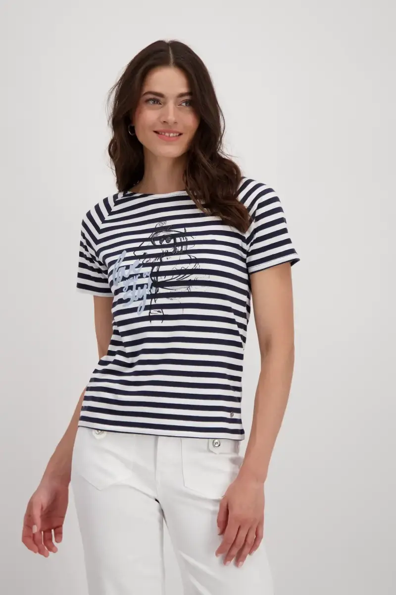 Monari Ringel Shirt mit Frauen Zeichnung Bestseller