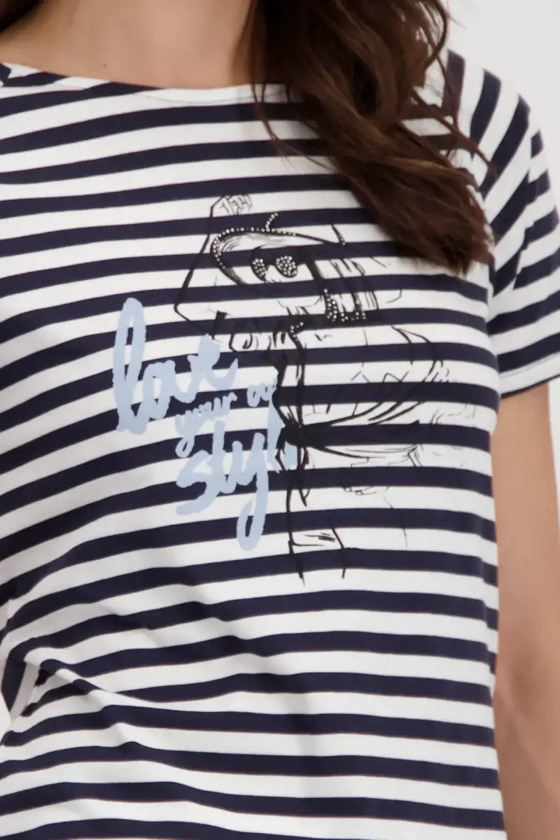 Monari Ringel Shirt mit Frauen Zeichnung Bestseller