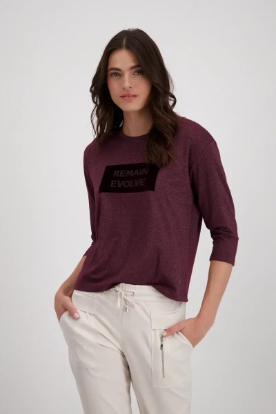 Monari Glänzendes T-Shirt mit Strass Schrift Begrenzte Freigabe
