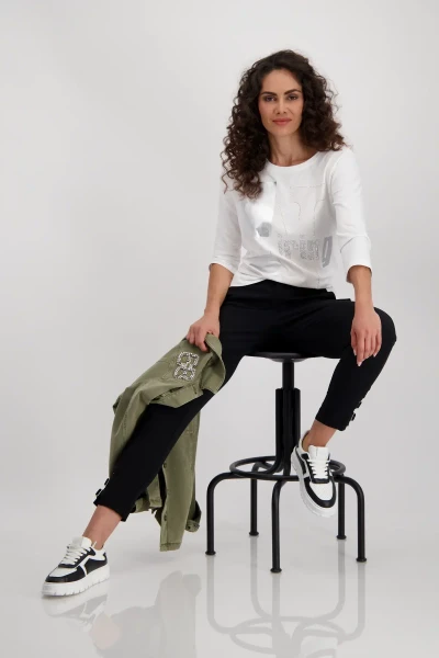 Monari Shirt mit Schmuckschrift Kostenloser Versand international