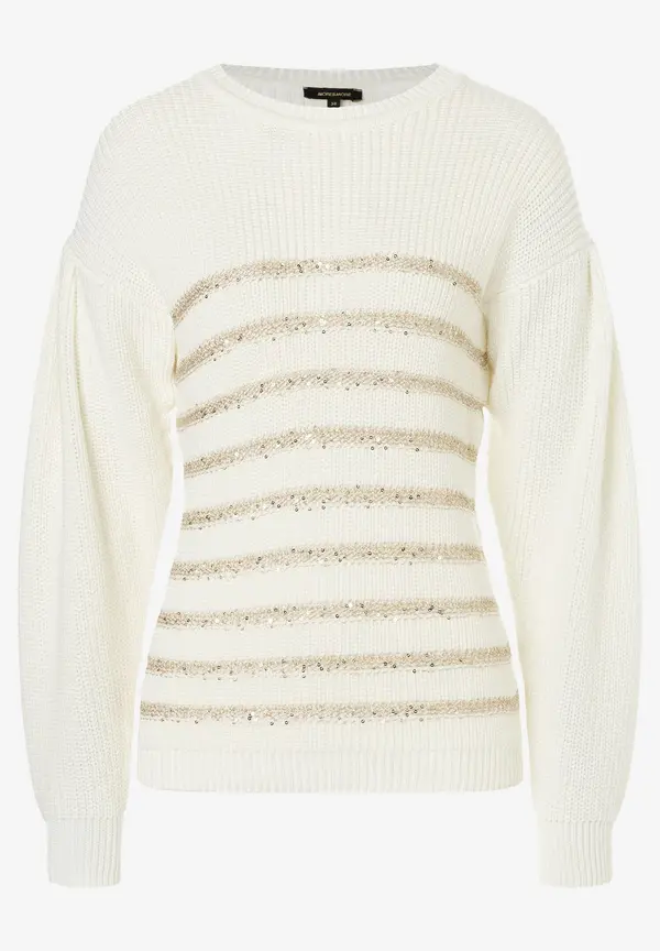 More & More Pullover mit Paillettenstreifen, ecru, Herbst-Kollektion Vatertagsangebot