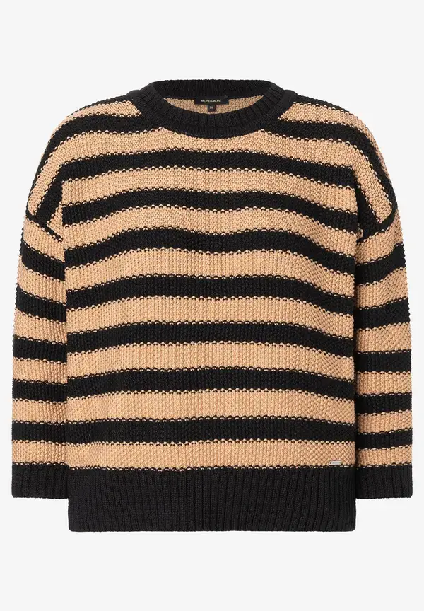 More & More Strukturpullover mit Streifen, schwarz/beige Discount Store für neue Produkte