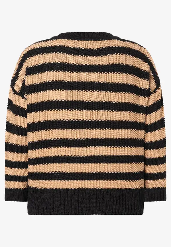 More & More Strukturpullover mit Streifen, schwarz/beige Discount Store für neue Produkte