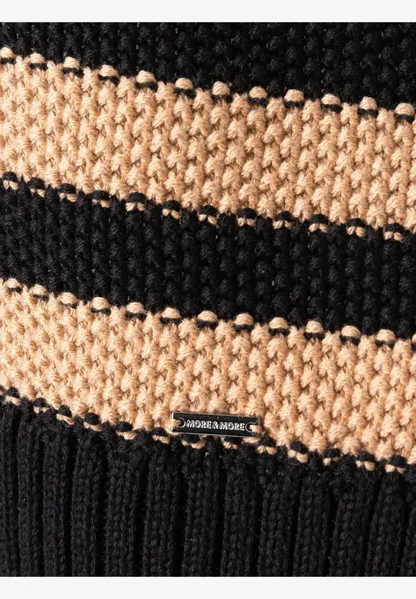 More & More Strukturpullover mit Streifen, schwarz/beige Discount Store für neue Produkte