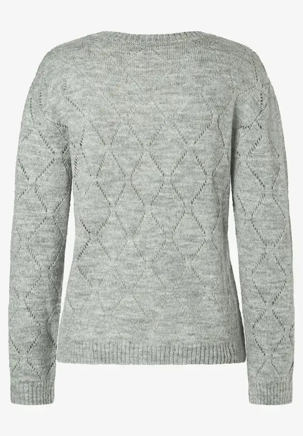 More & More Ajour-Pullover, grau melange, Herbst-Kollektion Outlet
