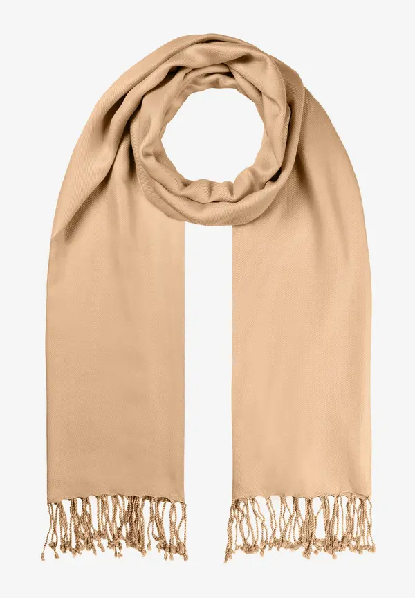 More & More Schal mit Fransen, warm beige Auslauf