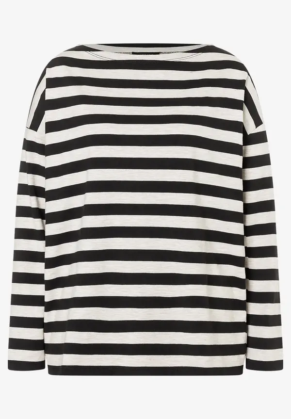 More & More Ringelshirt, schwarz/beige melange, Herbst Kollektion Fabrikverkauf