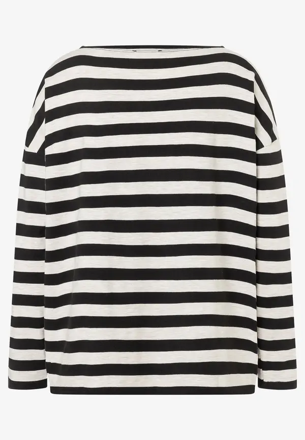More & More Ringelshirt, schwarz/beige melange, Herbst Kollektion Fabrikverkauf