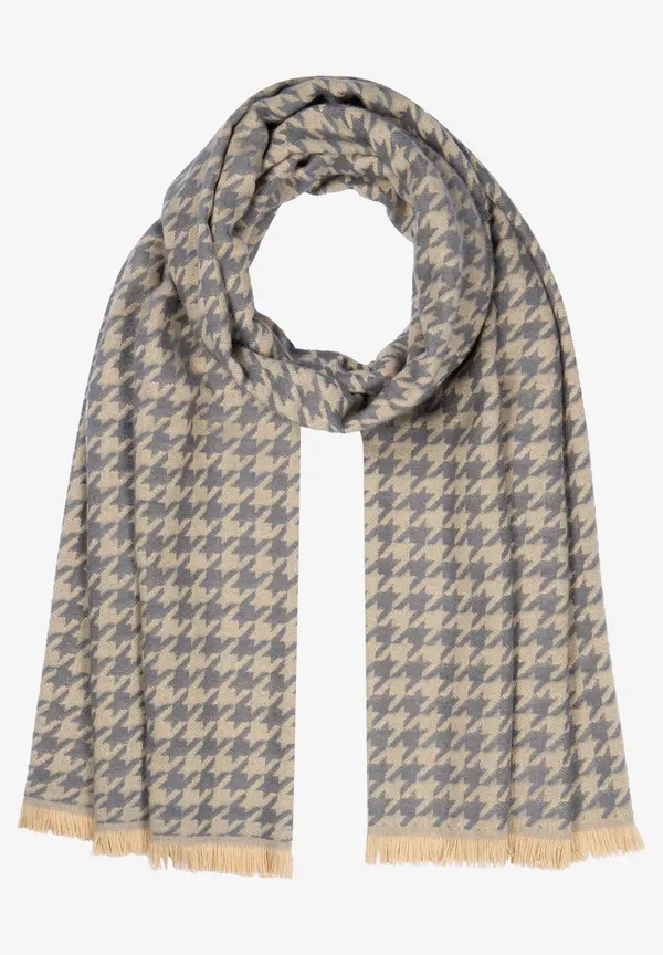 More & More breiter Schal, beige/grau karierte, Herbst-Kollektion Limitierter Zeitrabatt