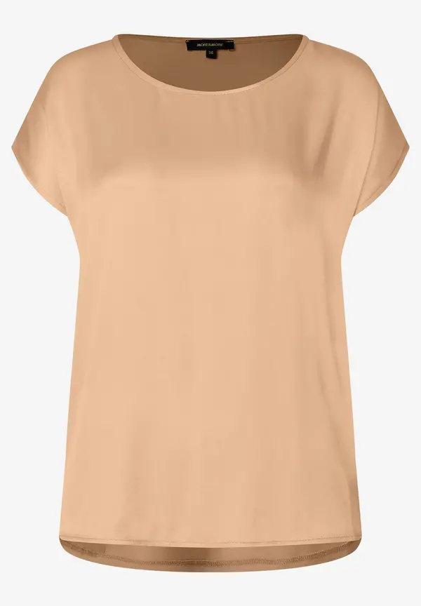 More & More Shirt mit Satinfront, warm beige Großer Ausverkauf
