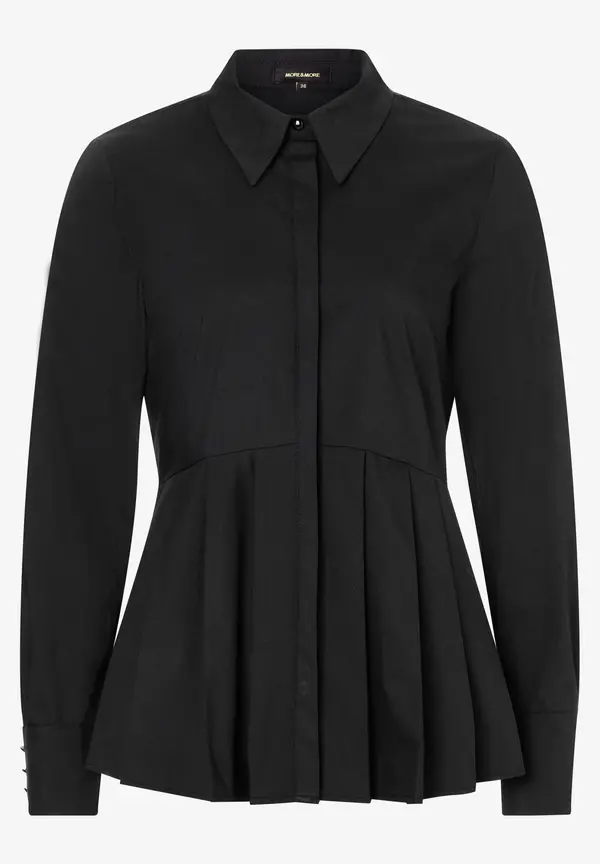 More & More Hemdbluse mit Falten-Detail, schwarz, Herbst-Kollektion Super Sparpreis