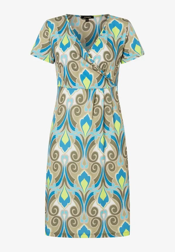 More & More Jerseykleid, Ornament-Print, lime/khaki/blau Letzte 2 Tage