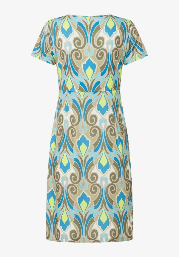 More & More Jerseykleid, Ornament-Print, lime/khaki/blau Letzte 2 Tage