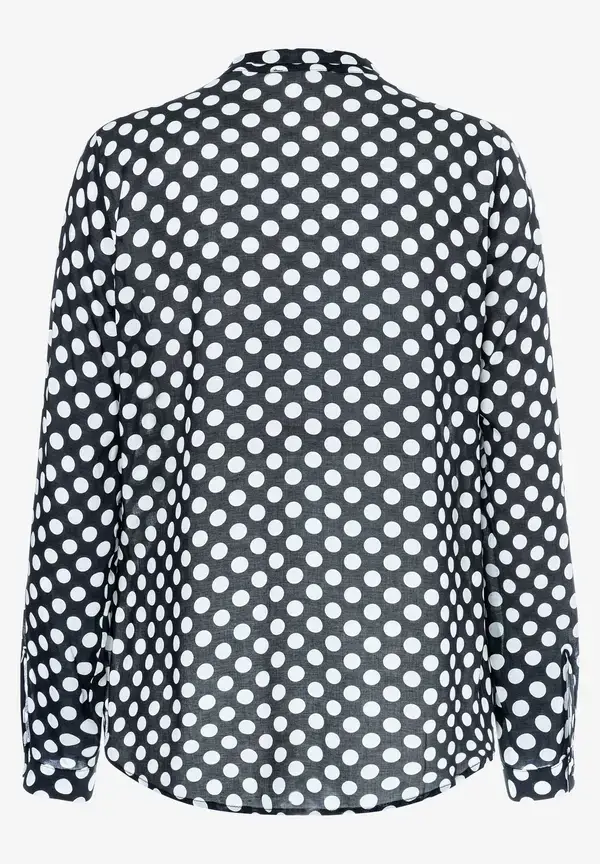 More & More Viskosebluse mit Tupfenprint, marine/weiß, Frühjahrs-Kollektion Sonderangebot