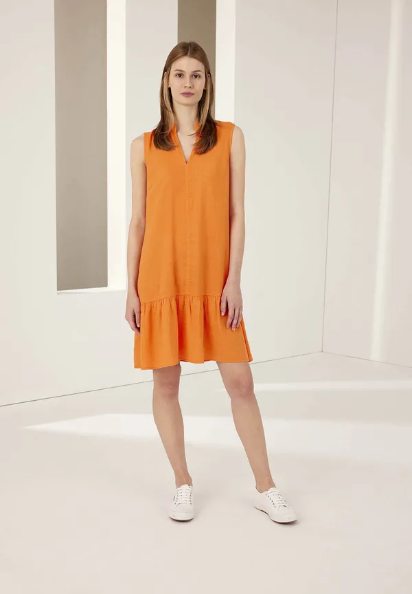 More & More Leinen/Viskose Kleid, fresh orange, Sommer-Kollektion Osterangebot