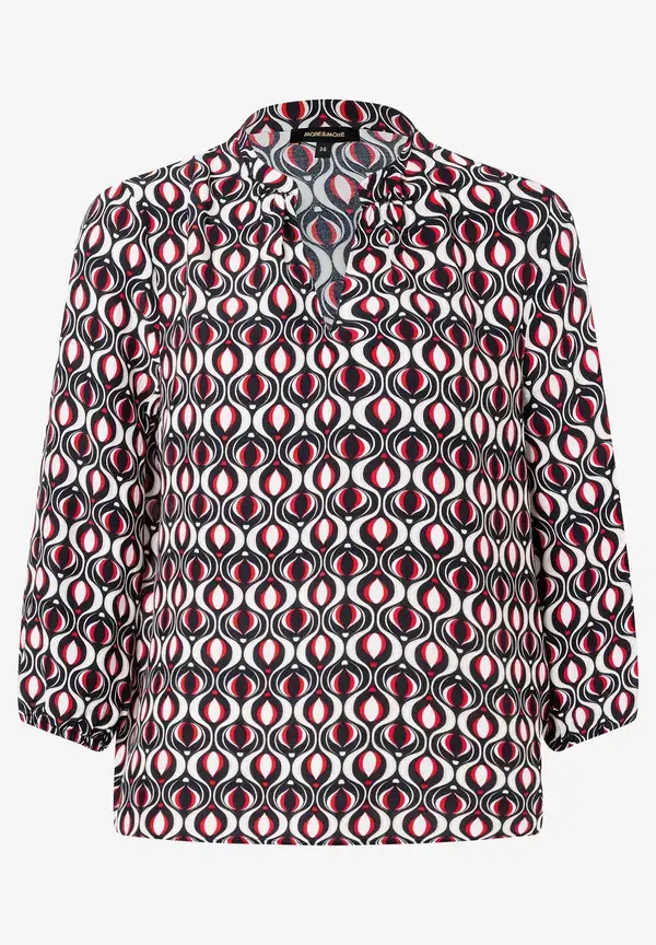 More & More Viskosebluse, grafischer Print, marine/rot, Frühjahrs-Kollektion Online Outlet