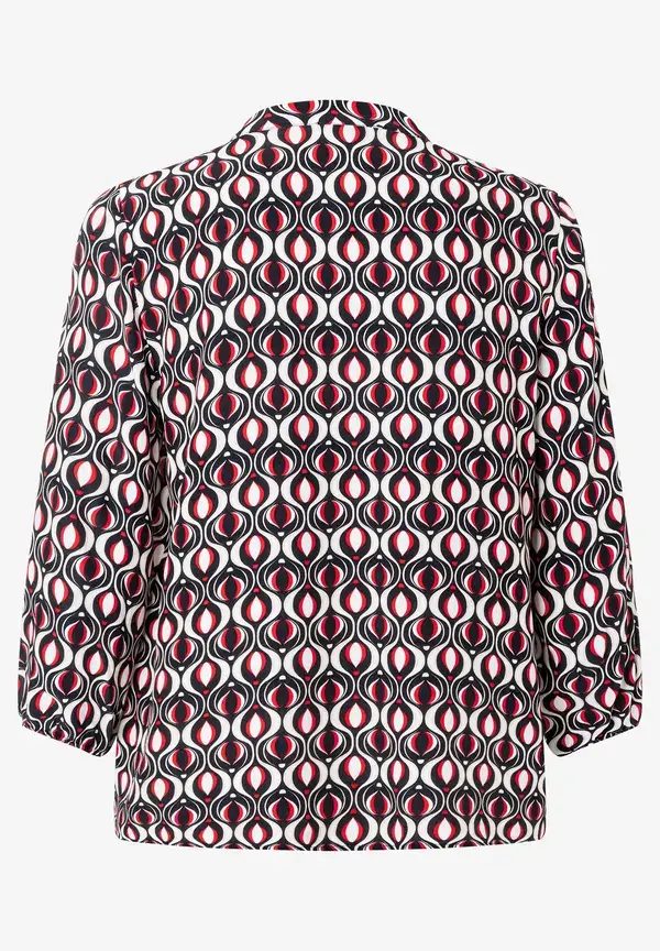 More & More Viskosebluse, grafischer Print, marine/rot, Frühjahrs-Kollektion Online Outlet