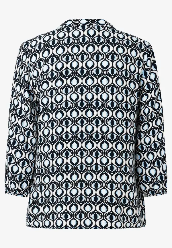 More & More Viskosebluse, grafischer Print, marine/hellblau, Frühjahrs-Kollektion Räumungsverkauf
