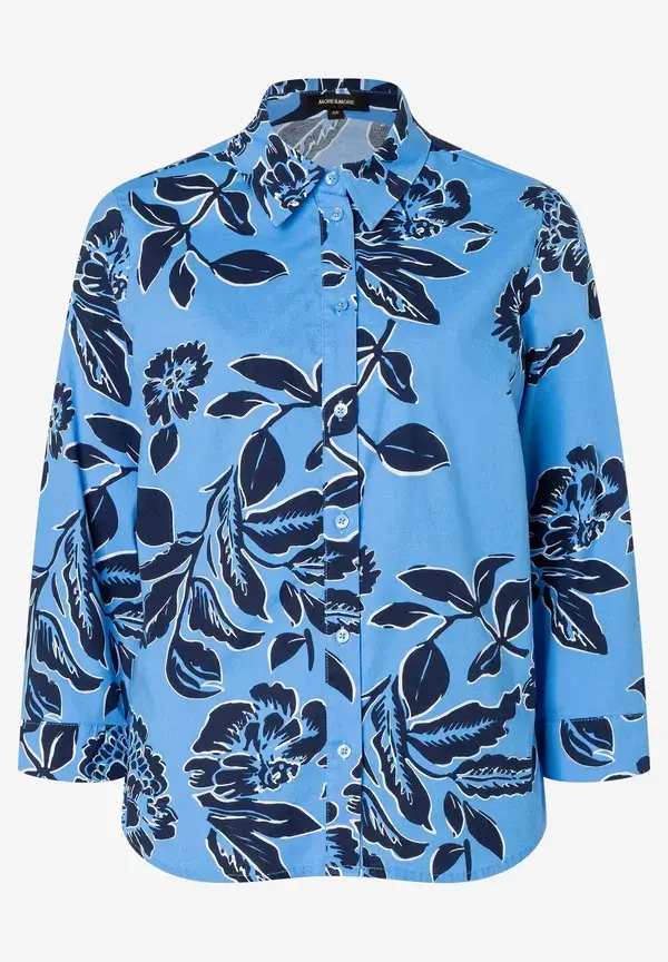 More & More Hemdbluse, Flowerprint, hellblau/marine, Frühjahrs-Kollektion Nur für heute