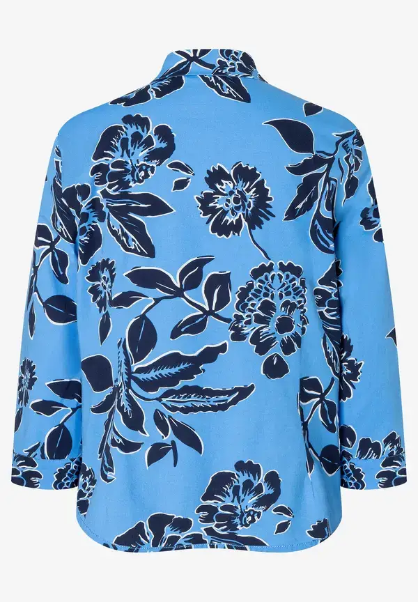 More & More Hemdbluse, Flowerprint, hellblau/marine, Frühjahrs-Kollektion Nur für heute