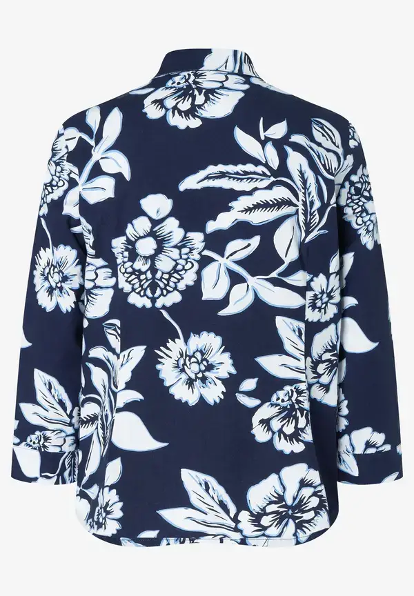 More & More Hemdbluse, Flowerprint, marine/weiß, Frühjahrs-Kollektion Super Rabatt