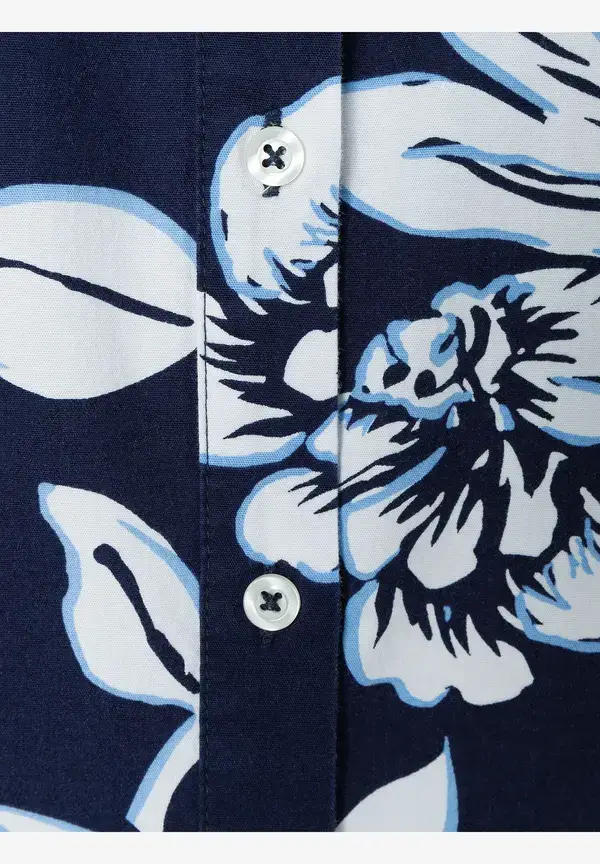 More & More Hemdbluse, Flowerprint, marine/weiß, Frühjahrs-Kollektion Super Rabatt