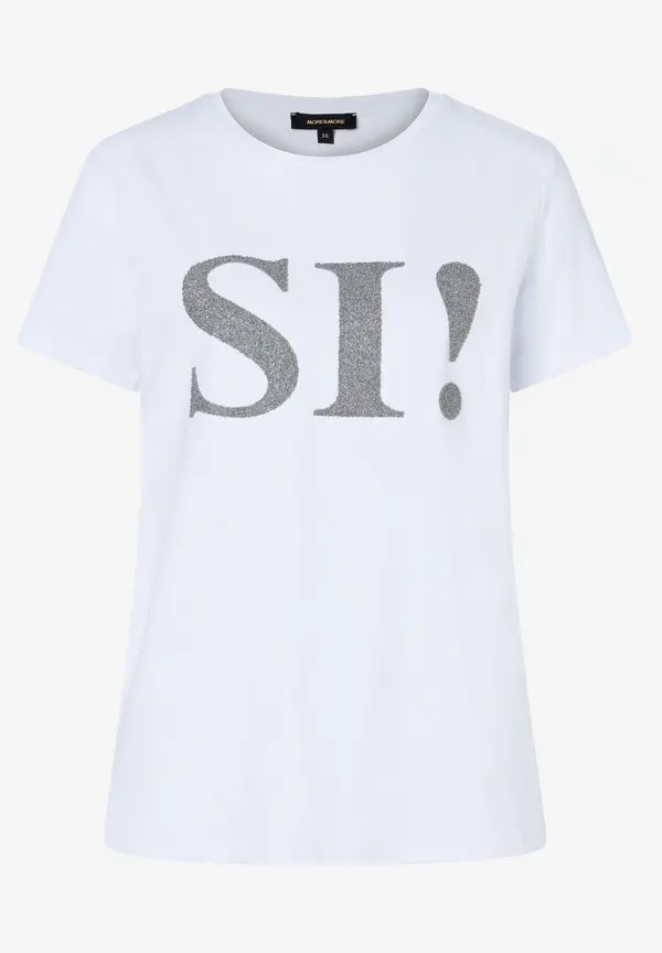 More & More T-Shirt mit Perlenaufschrift, weiß, Herbst-Kollektion Limitierter Zeitrabatt