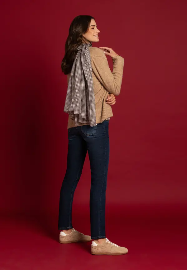 More & More Schal mit Minimal-Print, beige/schwarz/ecru, Herbst-Kollektion Großer Ausverkauf