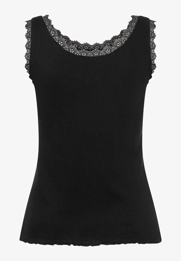 More & More geripptes Top mit Spitzenkante, schwarz, Frühjahrs-Kollektion Kauf eins, bekomm eins gratis