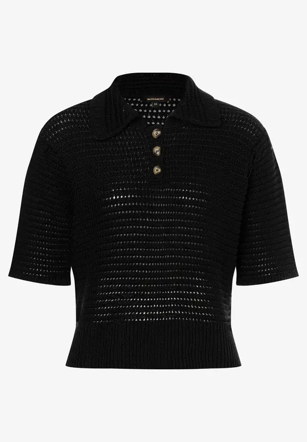More & More Ajour Pullover mit Kragen, schwarz, Frühjahrs-Kollektion Super Sparpreis