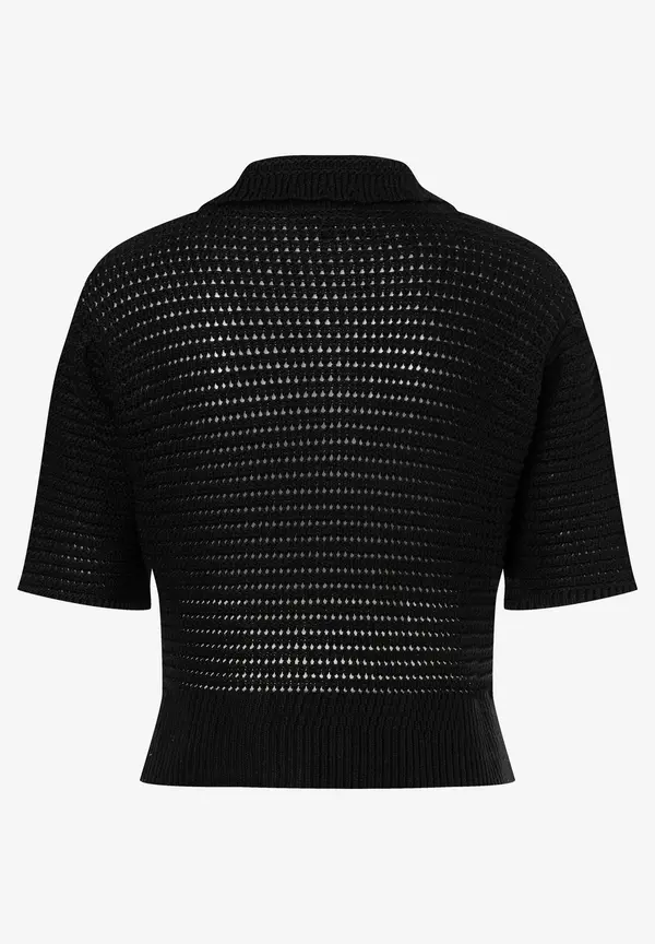More & More Ajour Pullover mit Kragen, schwarz, Frühjahrs-Kollektion Super Sparpreis