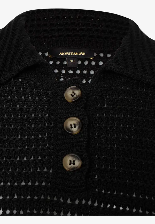 More & More Ajour Pullover mit Kragen, schwarz, Frühjahrs-Kollektion Super Sparpreis