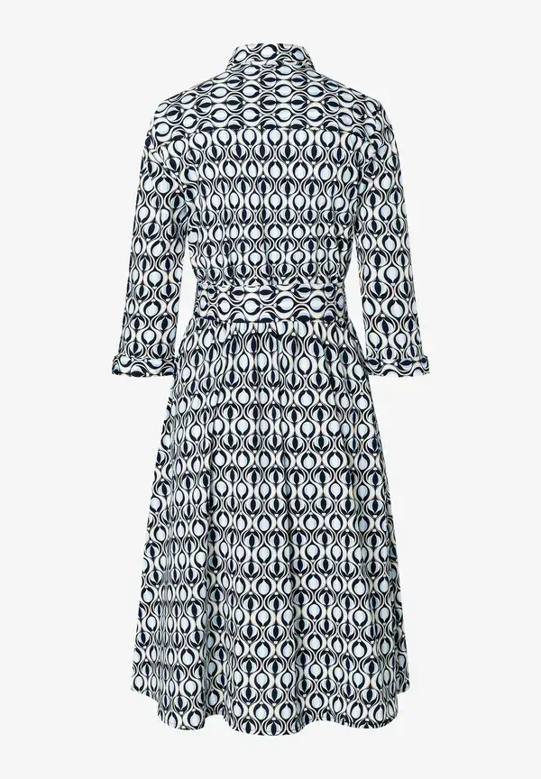 More & More Hemdblusenkleid, grafischer Print, marine/hellblau, Frühjahrs-Kollektion Nur für heute