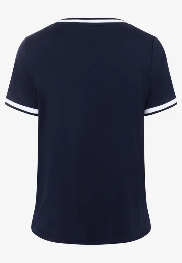 More & More Blusenshirt mit Kontrastabschlüssen, marine/weiß, Frühjahrs-Kollektion Kostenloser Versand international