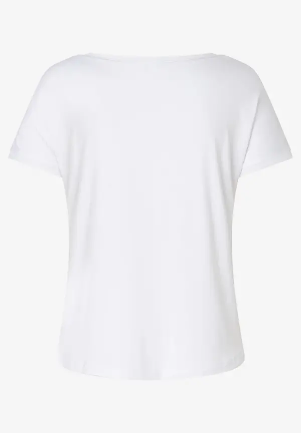 More & More T-Shirt mit Chiffonkante, weiß, Frühjahrs-Kollektion zollfrei