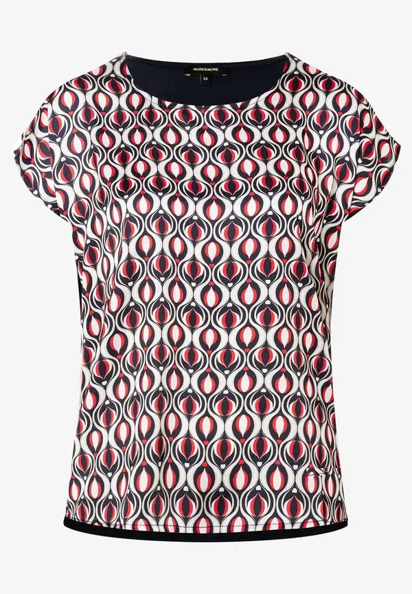 More & More Blusenshirt, grafischer Print, marine/rot, Frühjahrs-Kollektion Rabatte dieses Monats