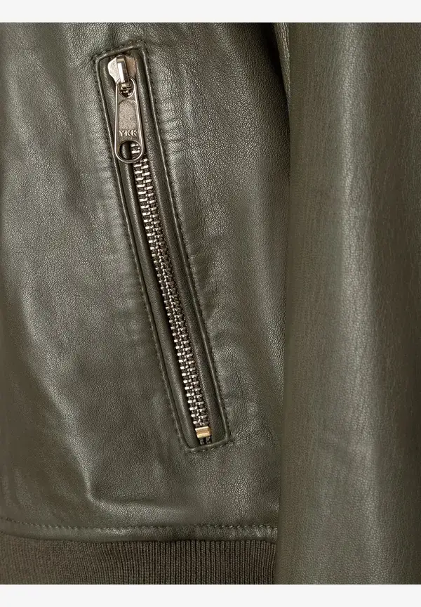 More & More Lederblouson, oliv Preisnachlass